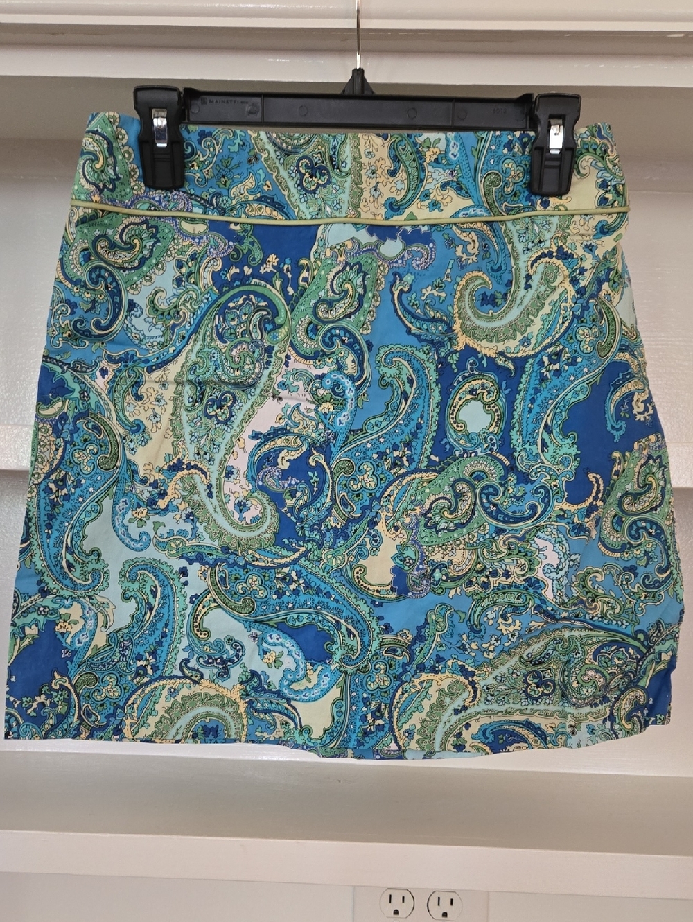 Preswick & Moore Blue and Green Paisley Mini Skirt